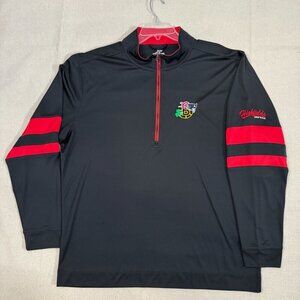 Ahead Extreme Black 1/4 Zip Pullover Red Sleeve Stripes Highlands Golf & Co. XL